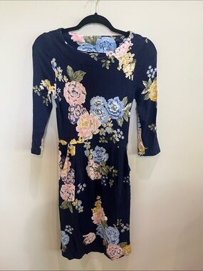Joules Navy Floral Long-Sleeve Fit & Flare Dress